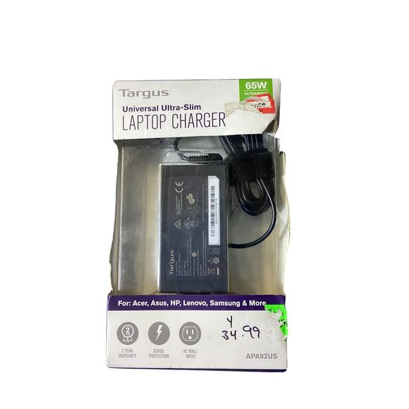Targus Universal Ultra-Slim Laptop Charger - 65W - Picture 1 of 2